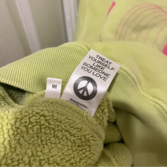 Green MadHappy Crewneck w pink lettering - Picture 3 of 4